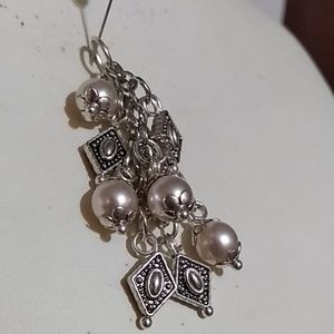 Clearance-Glass pearl & two-sided diamond